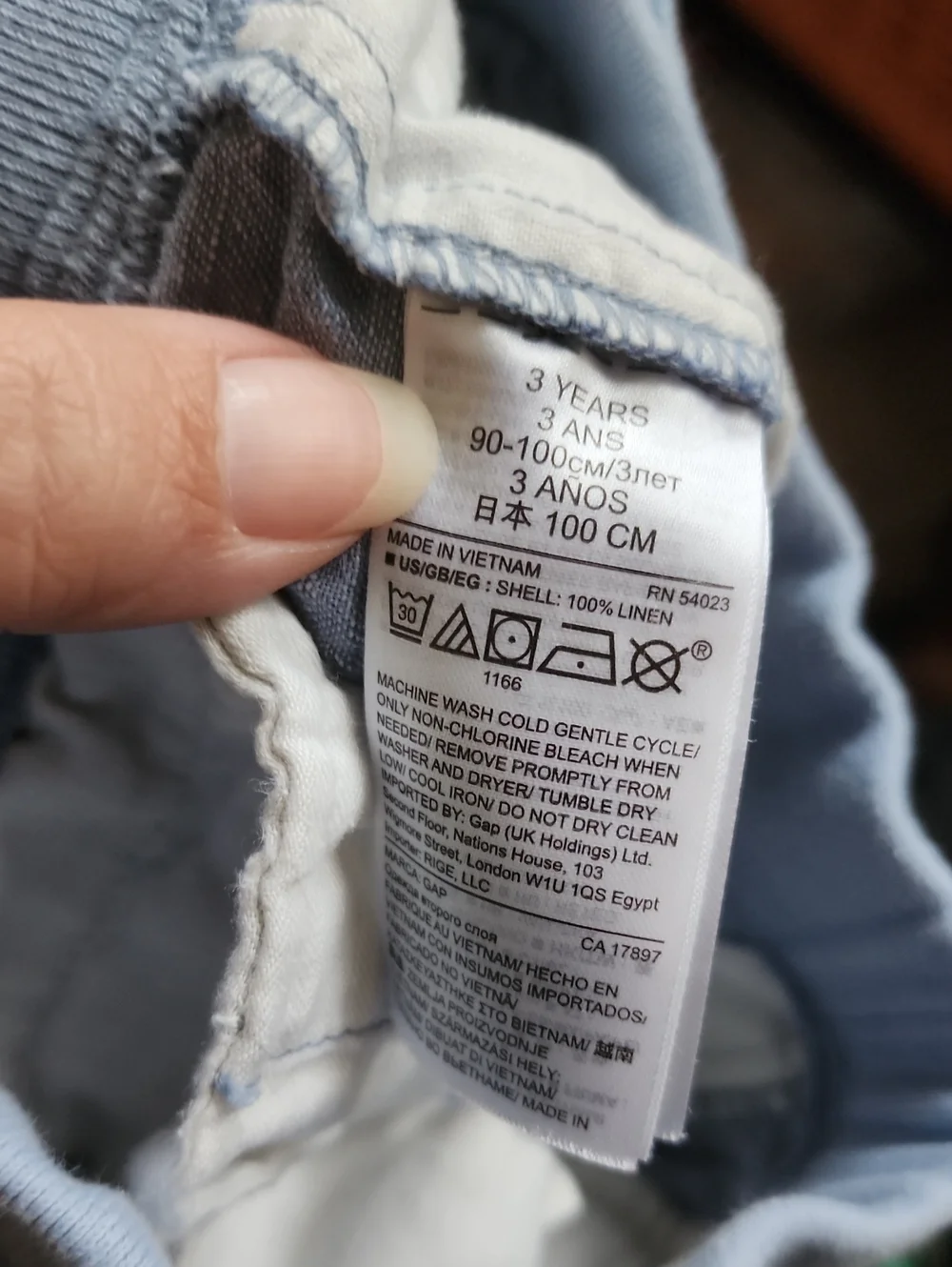 3T Gap Light Blue Linen Pull-on Adjustable Length Drawstring Pants